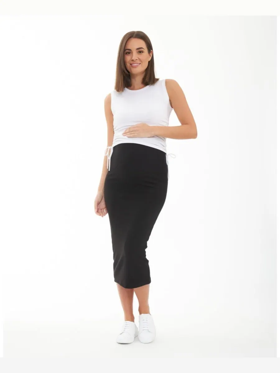 Вязаная юбка в рубчик для беременных Ripe Maternity — изображение 4 из 6, черный