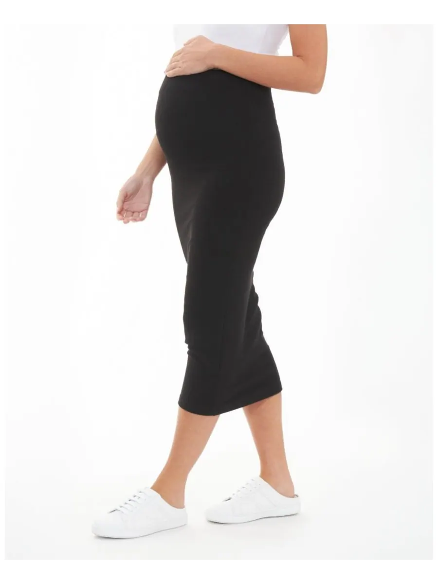 Вязаная юбка в рубчик для беременных Ripe Maternity — изображение 5 из 6, черный