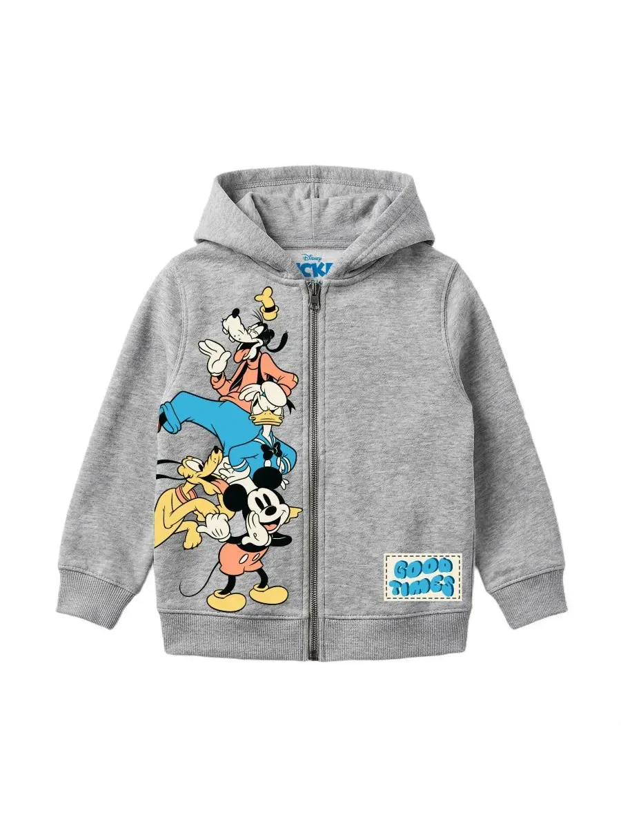 Детский комплект из 3 предметов: футболка с принтом, толстовка и шорты (2T-7) Mickey Mouse — изображение 3 из 7, серый/синий