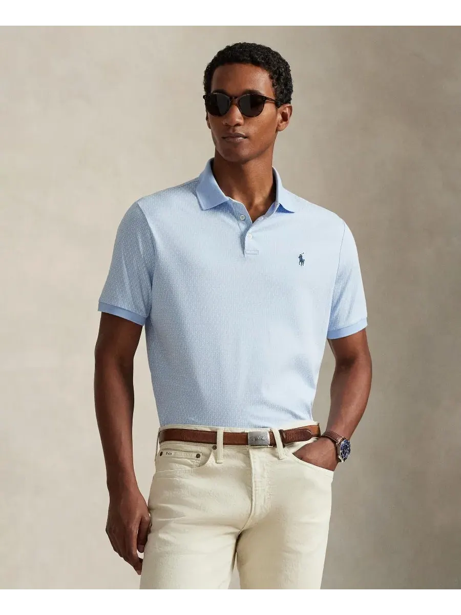 Мужская классическая рубашка-поло с коротким рукавом Polo Ralph Lauren — изображение 1 из 5, синий