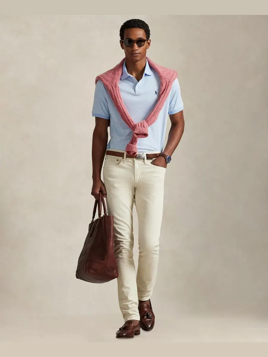 Мужская классическая рубашка-поло с коротким рукавом Polo Ralph Lauren — изображение 2 из 5, синий