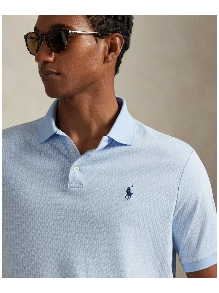 Мужская классическая рубашка-поло с коротким рукавом Polo Ralph Lauren — изображение 3 из 5, синий
