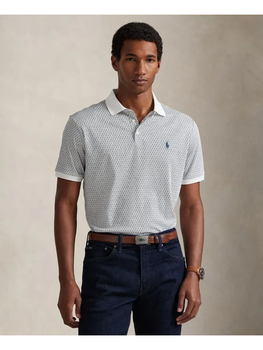 Мужская классическая рубашка-поло с коротким рукавом Polo Ralph Lauren — изображение 1 из 5, белый