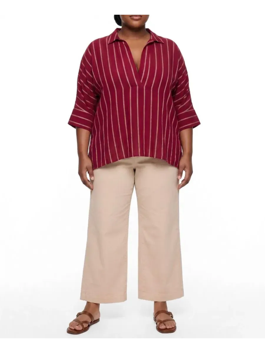 Туника-поповер Belle Isle Cotton Linen Torrid — изображение 2 из 3, бордовый