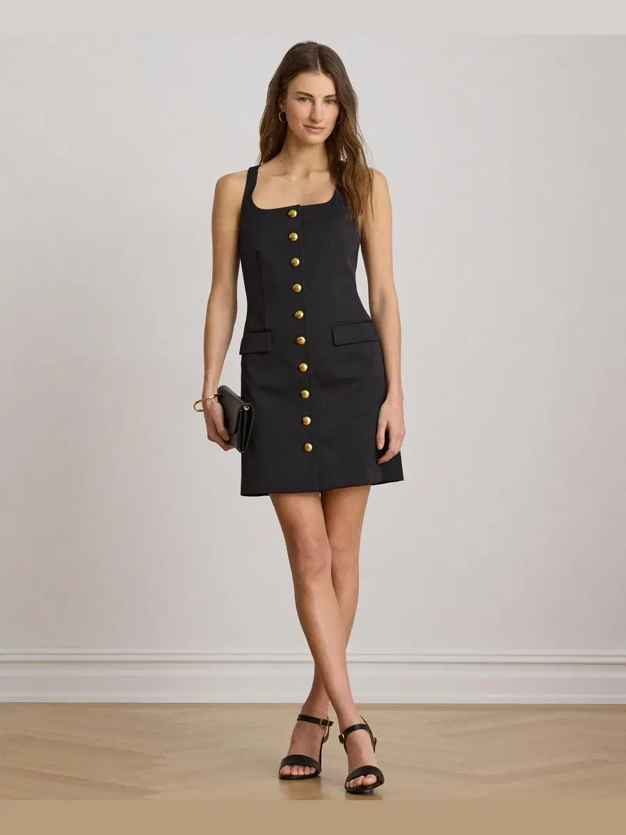 Платье-футляр без рукавов с пуговицами, модель Button-Trim Faille Lauren Ralph Lauren