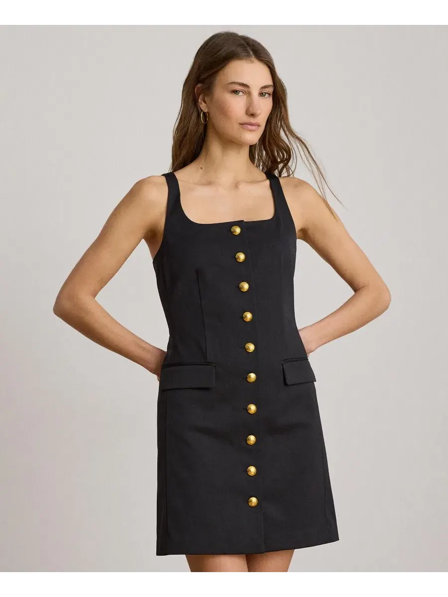 Платье-футляр без рукавов с пуговицами, модель Button-Trim Faille Lauren Ralph Lauren — изображение 2 из 6, черный