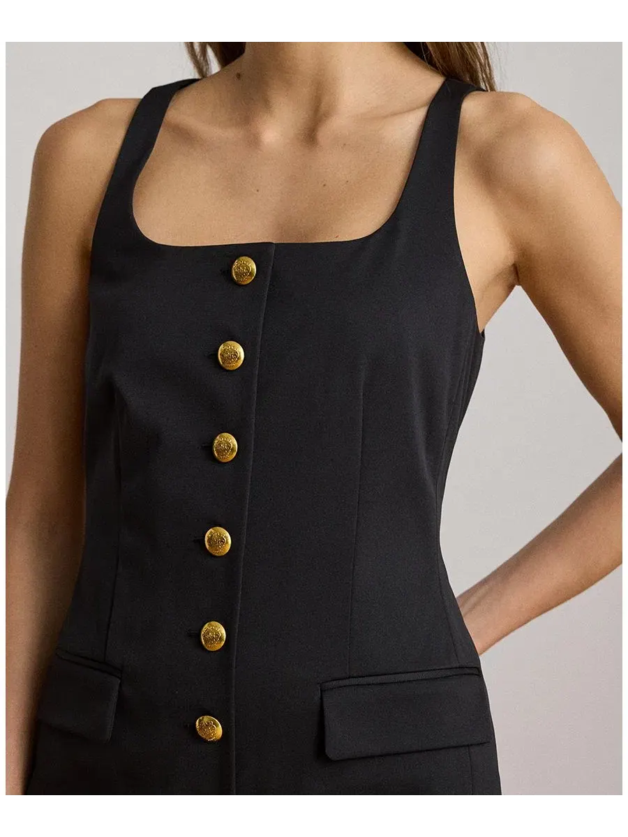 Платье-футляр без рукавов с пуговицами, модель Button-Trim Faille Lauren Ralph Lauren — изображение 3 из 6, черный