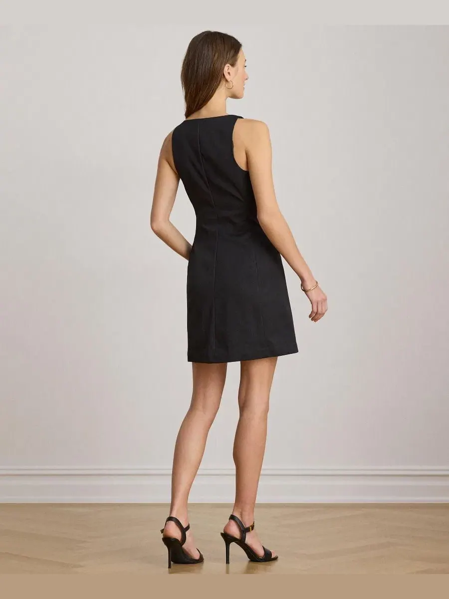 Платье-футляр без рукавов с пуговицами, модель Button-Trim Faille Lauren Ralph Lauren — изображение 4 из 6, черный