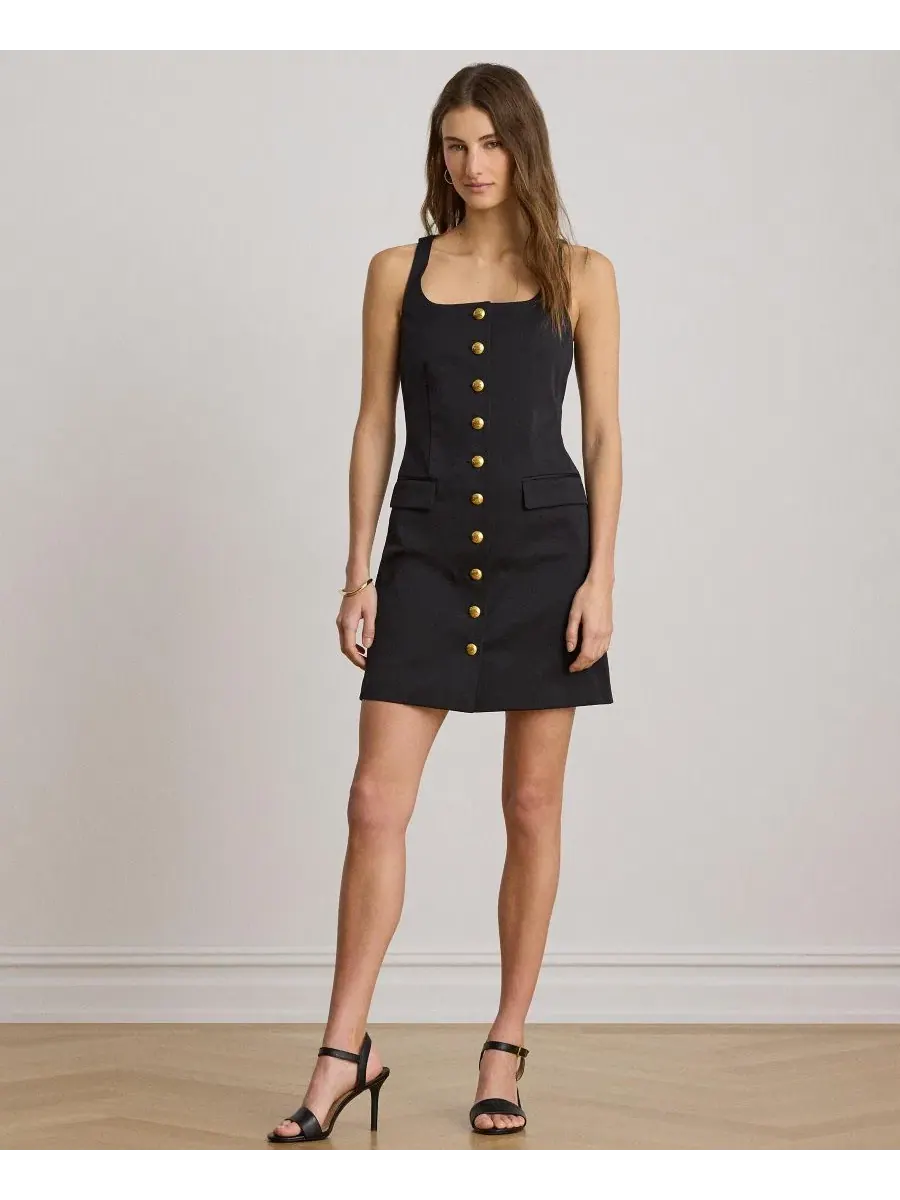 Платье-футляр без рукавов с пуговицами, модель Button-Trim Faille Lauren Ralph Lauren — изображение 6 из 6, черный