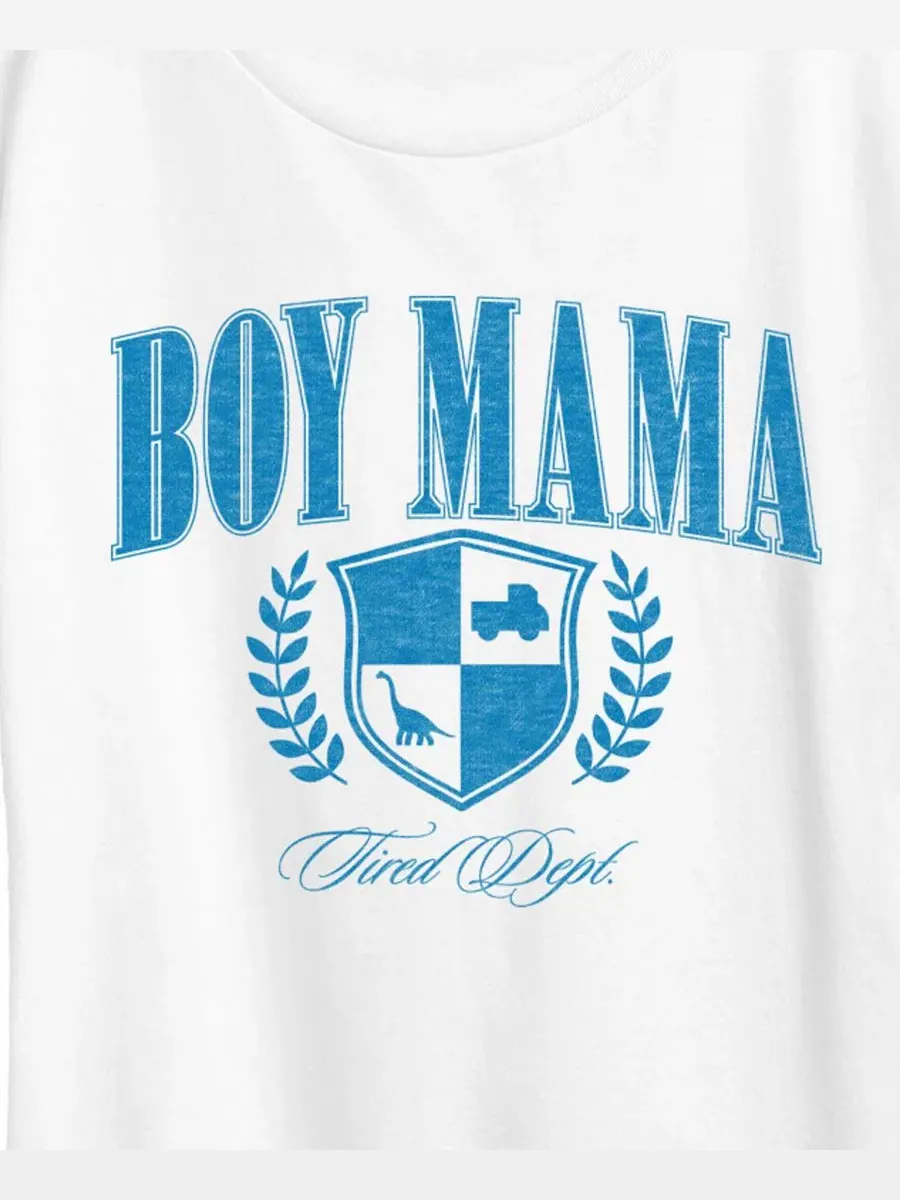 Футболка с графическим принтом Boy Mama Collegiate Plus Size Hybrid Apparel — изображение 2 из 3, белый