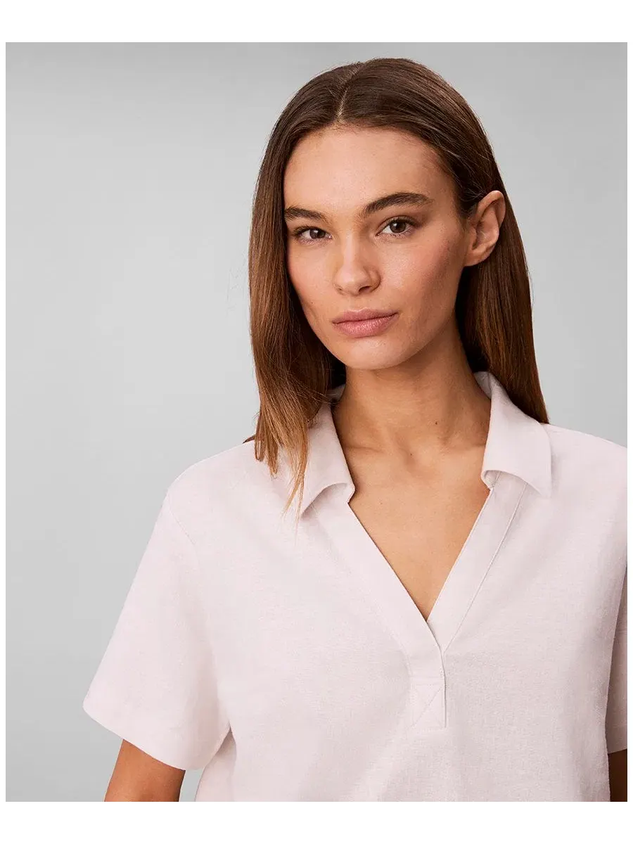 Женская футболка-поло с коротким рукавом из смешанной ткани Calvin Klein — изображение 4 из 4, белый песочный