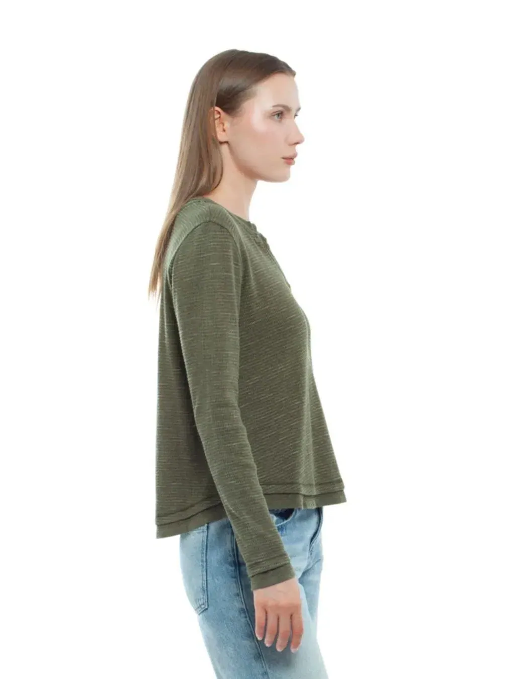 Женская футболка-поло с длинным рукавом WILT Wilt Clothing — изображение 3 из 7, темный оливковый