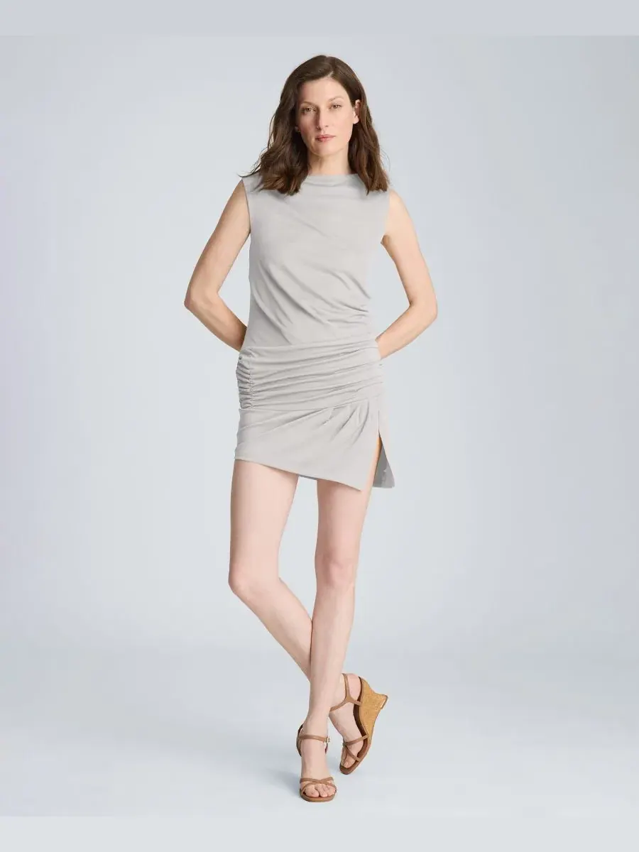 Платье мини без рукавов с драпировкой Kenneth Cole — изображение 2 из 5, устрица