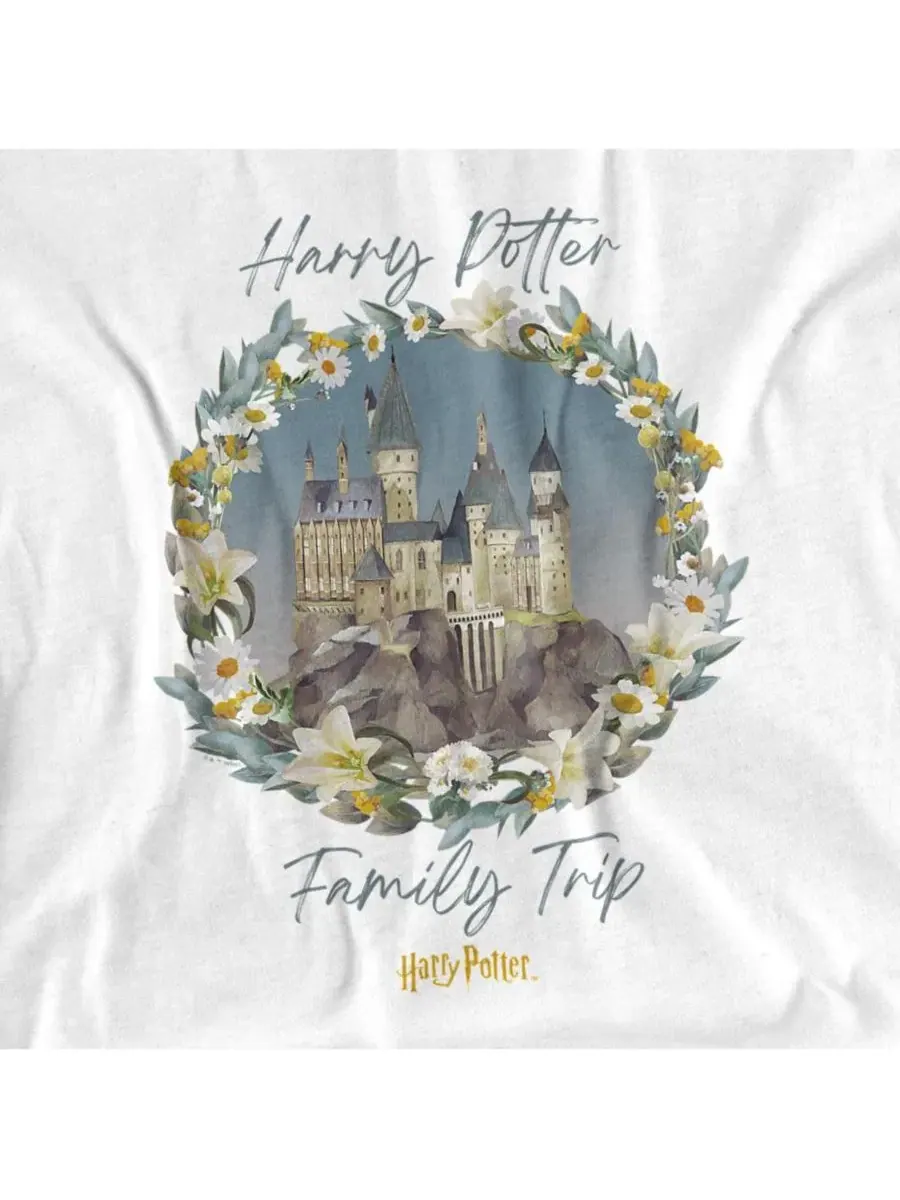 Футболка с принтом Hogwarts Family Trip Watercolor Harry Potter — изображение 3 из 3, белый