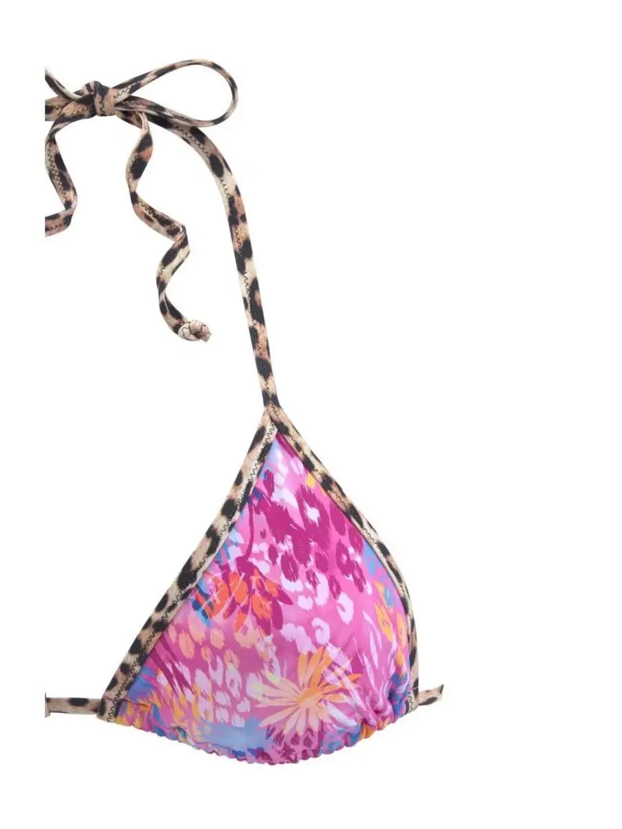 Женский топ-бикини треугольной формы с принтом Leopard Cheetah Floral LASCANA — изображение 3 из 7, розовый