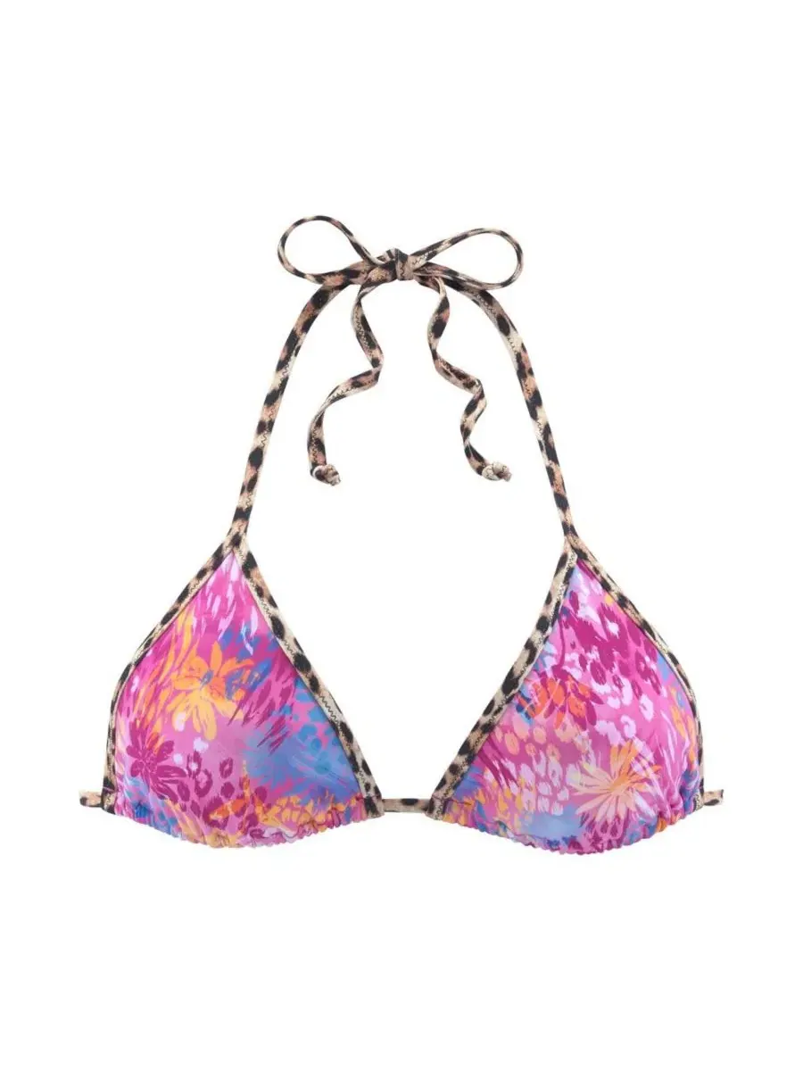 Женский топ-бикини треугольной формы с принтом Leopard Cheetah Floral LASCANA — изображение 7 из 7, розовый