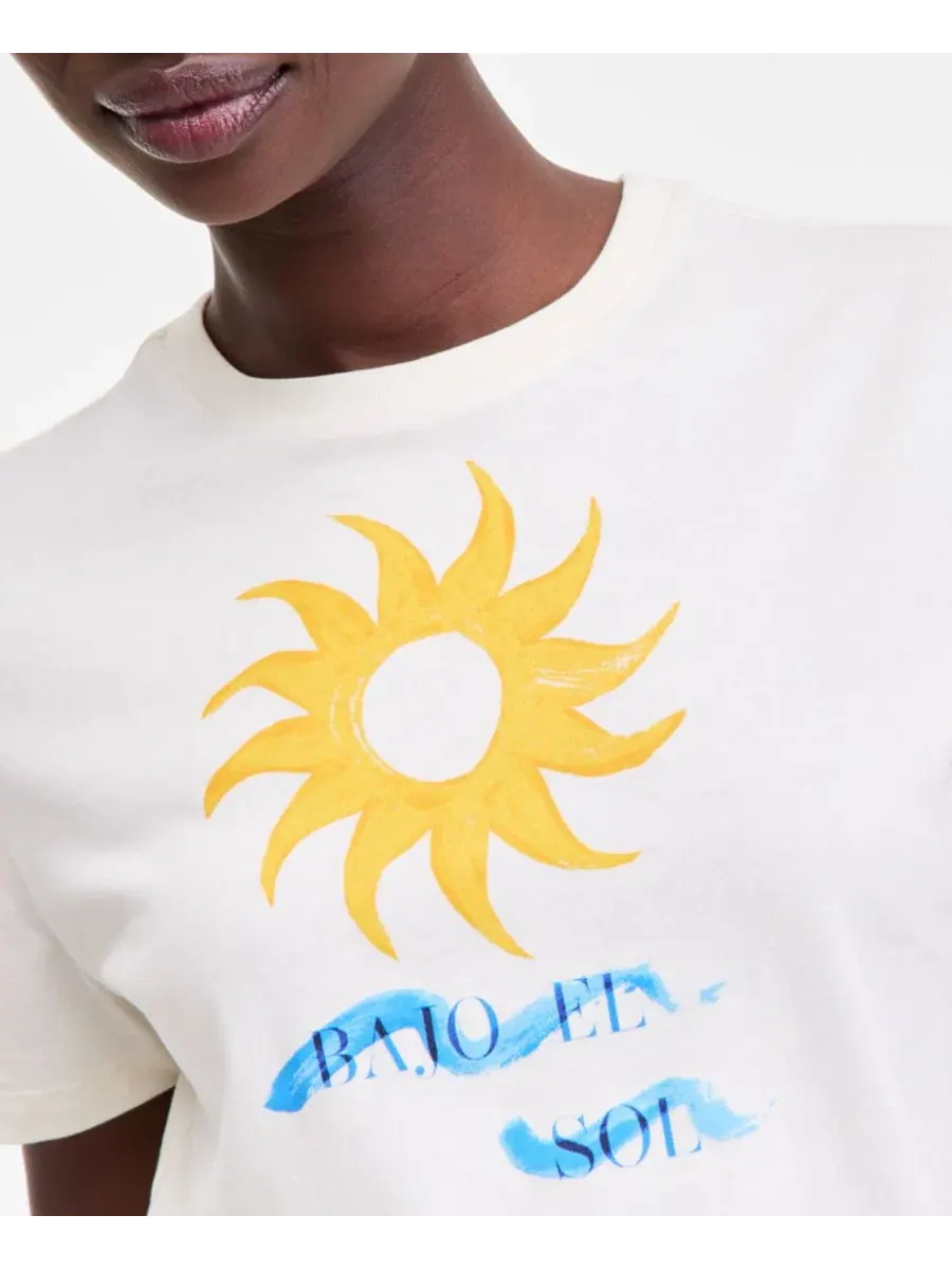 Женская футболка с графическим принтом Bajo El Sol On 34Th — изображение 4 из 6, слоновая кость