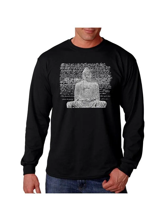 Мужская футболка с длинным рукавом Word Art — Zen Buddha LA Pop Art — изображение 1 из 2, черный
