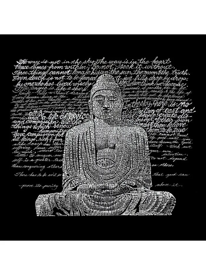 Мужская футболка с длинным рукавом Word Art — Zen Buddha LA Pop Art — изображение 2 из 2, черный