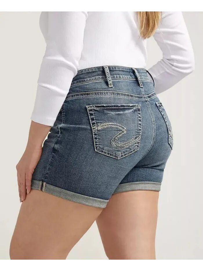 Шорты с пышной посадкой размера плюс Suki со средней посадкой Silver Jeans Co. — изображение 4 из 7, синий