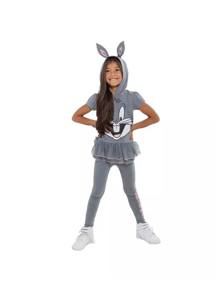 Комплект одежды из футболки и леггинсов для девочек Bugs Bunny для косплея Looney Tunes — изображение 2 из 6, серый