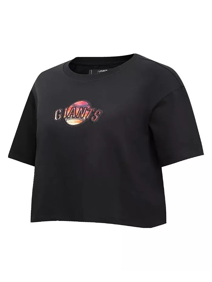 Черная женская укороченная футболка свободного кроя San Francisco Giants Painted Sky Pro Standard — изображение 2 из 4