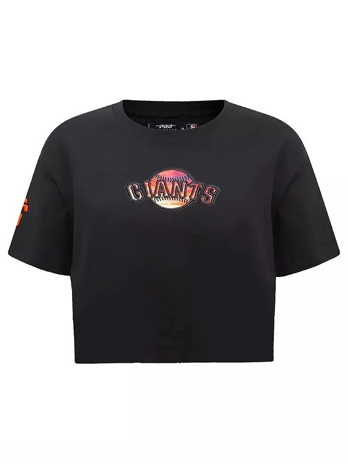 Черная женская укороченная футболка свободного кроя San Francisco Giants Painted Sky Pro Standard — изображение 3 из 4