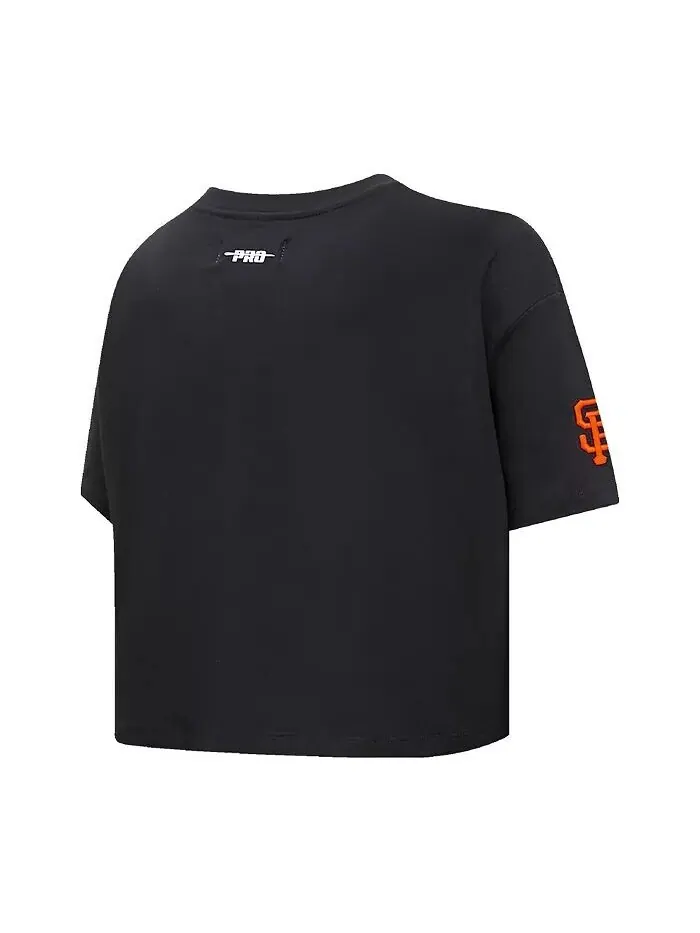 Черная женская укороченная футболка свободного кроя San Francisco Giants Painted Sky Pro Standard — изображение 4 из 4