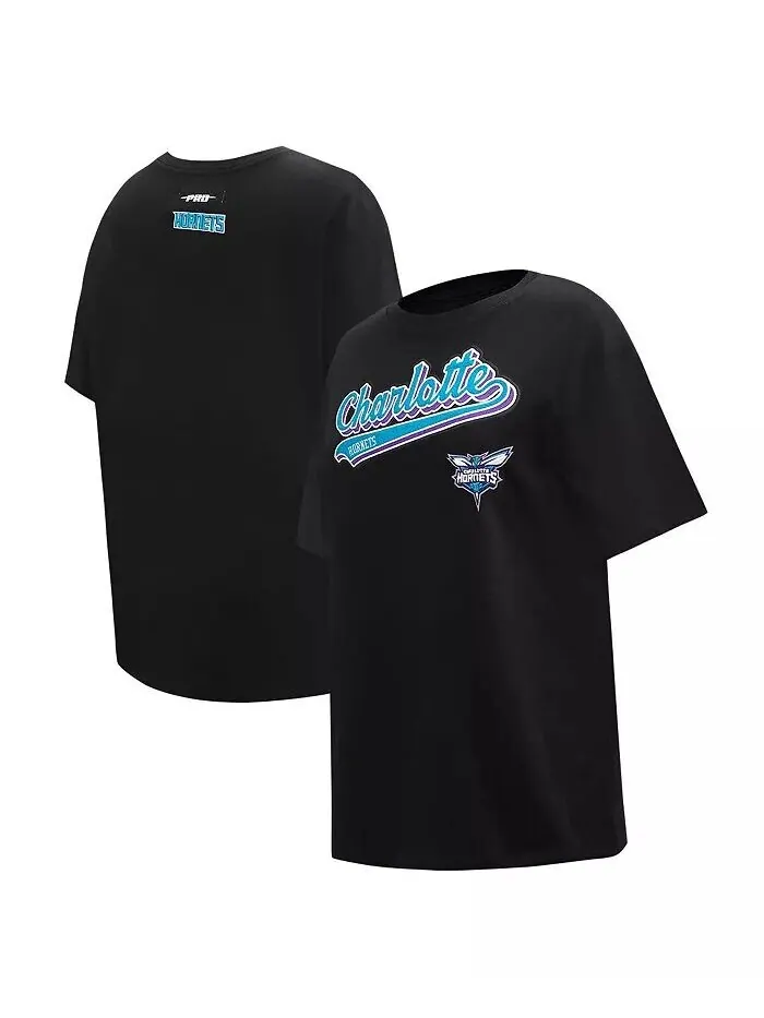 Черная женская футболка-бойфренд с надписью Charlotte Hornets Pro Standard