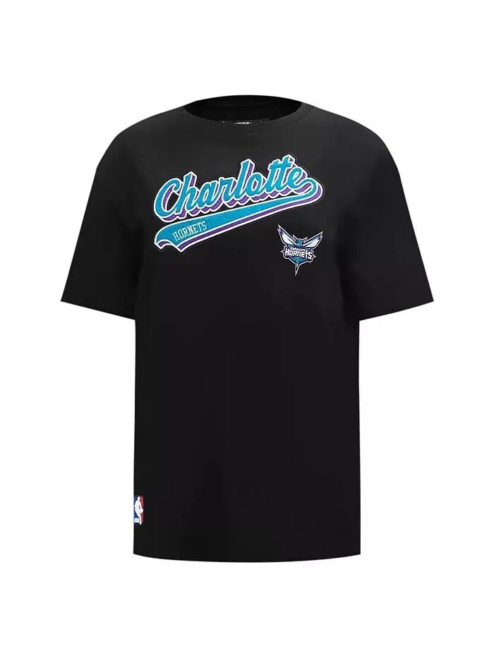 Черная женская футболка-бойфренд с надписью Charlotte Hornets Pro Standard — изображение 3 из 4, черный