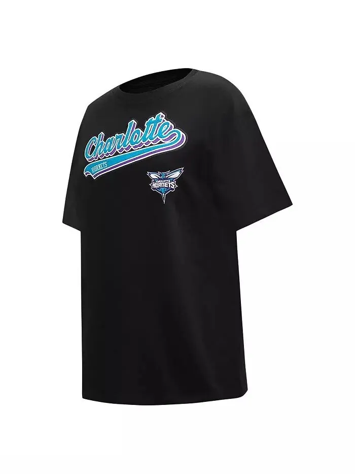 Черная женская футболка-бойфренд с надписью Charlotte Hornets Pro Standard — изображение 4 из 4, черный