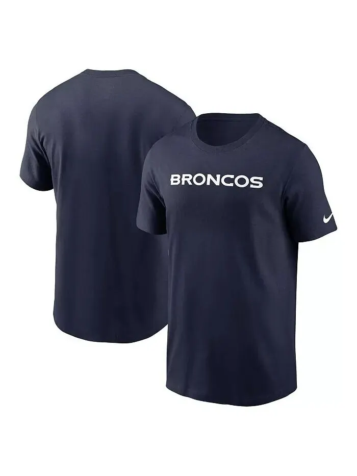 Мужская темно-синяя футболка Denver Broncos Primetime Wordmark Essential Nike — изображение 1 из 3, темно-синий