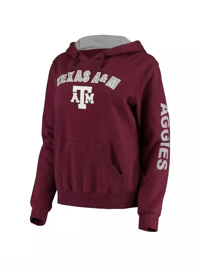 Женский бордовый пуловер с капюшоном Texas A&M Aggies Loud and Proud Colosseum — изображение 2 из 3, коричневый
