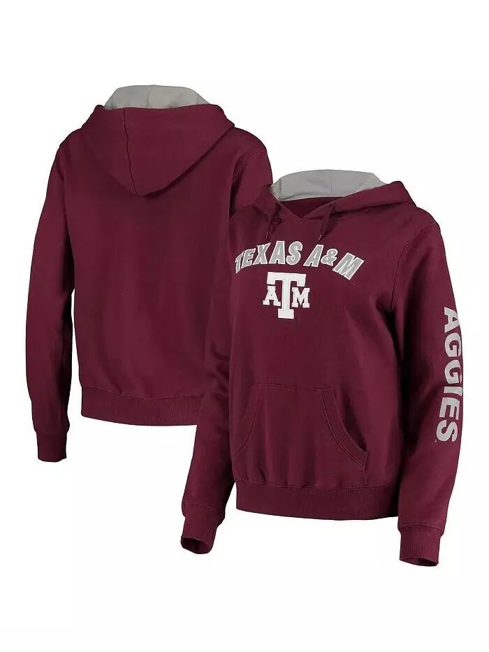 Женская темно-бордовая техасская A&M Aggies Loud and Proud толстовка с капюшоном Colosseum — изображение 1 из 3
