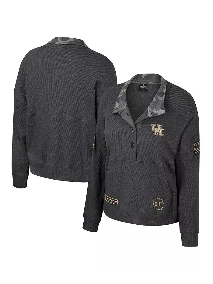 Женская термотолстовка Henley Heather Charcoal Kentucky Wildcats OHT в стиле милитари Appreciation — изображение 1 из 3
