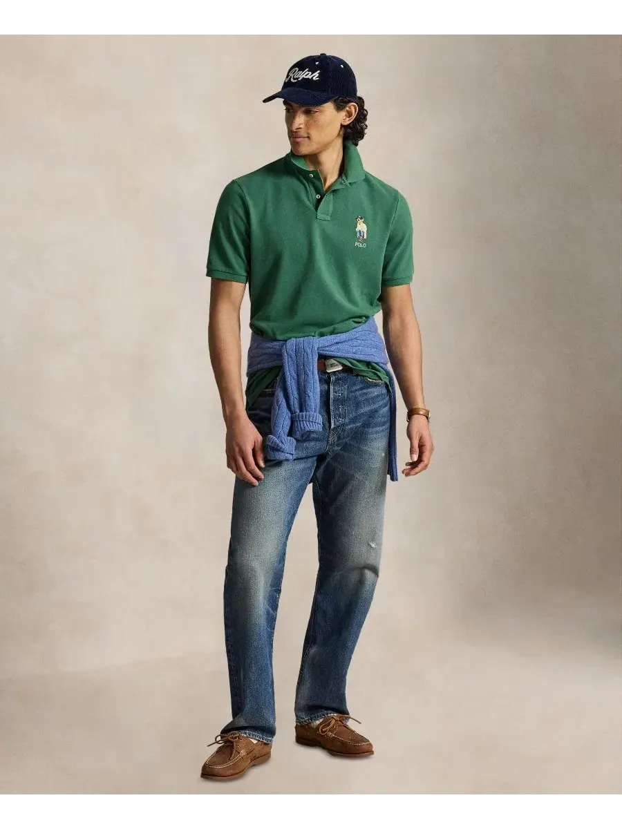 Поло с вышивкой Polo Bear, классический крой Polo Ralph Lauren — изображение 2 из 5, зеленый