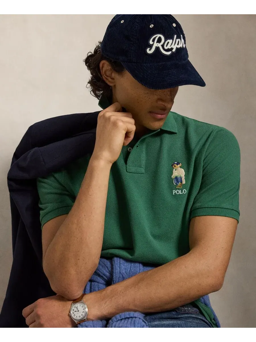 Поло с вышивкой Polo Bear, классический крой Polo Ralph Lauren — изображение 3 из 5, зеленый