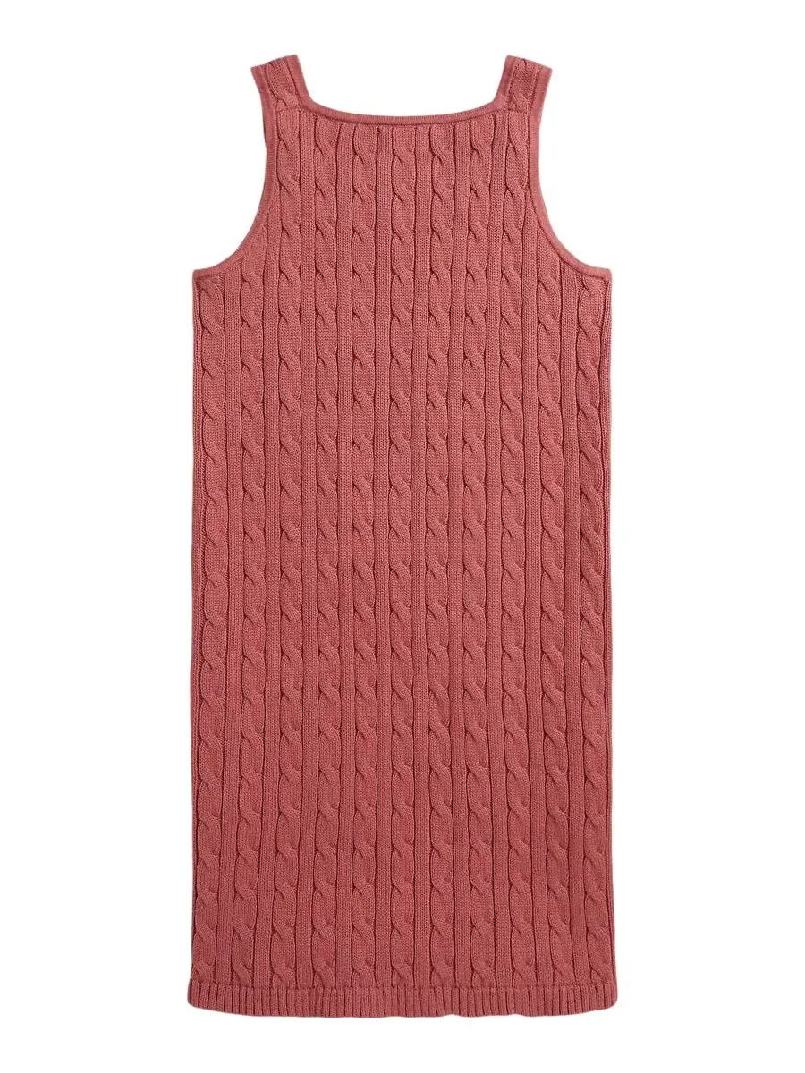 Платье без рукавов с косами Cotton Polo Ralph Lauren — изображение 2 из 3, розовый