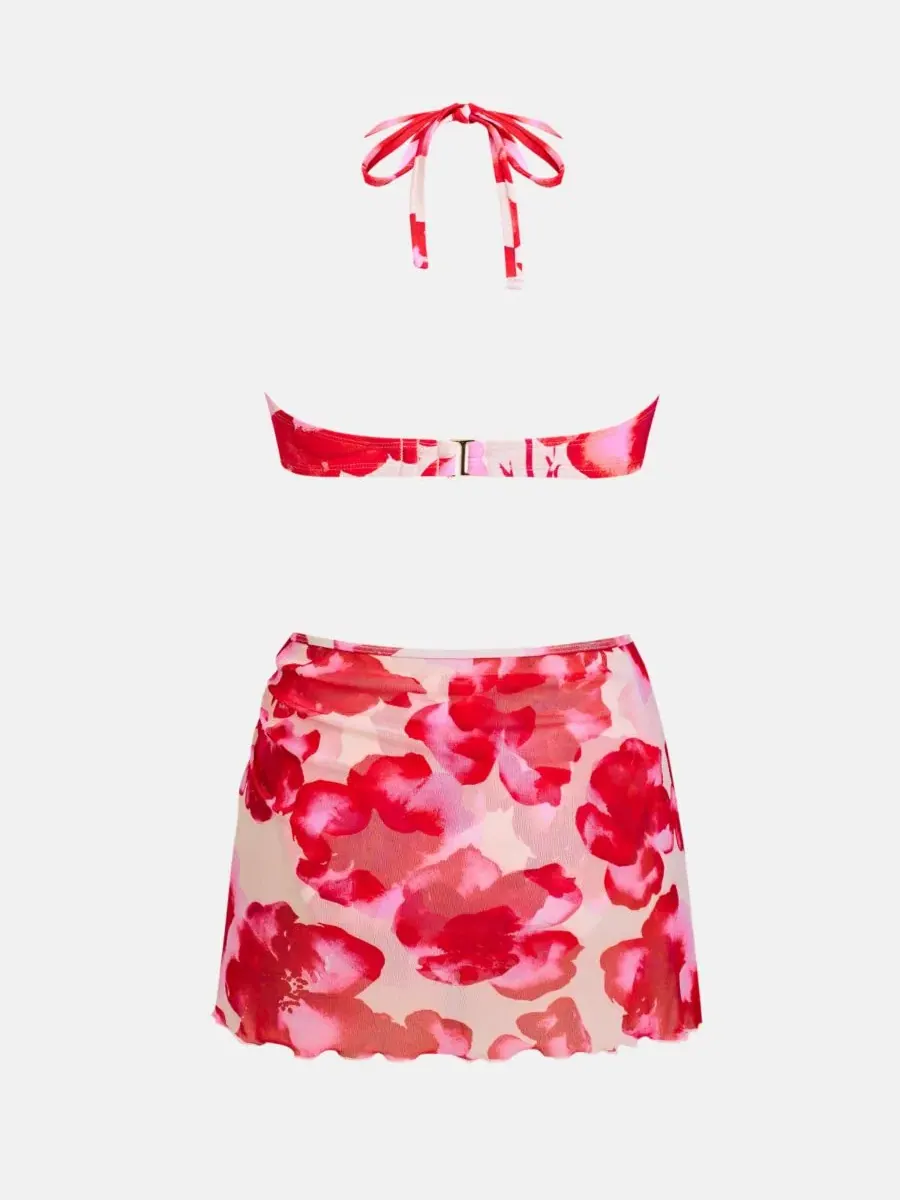 Женский бикини-комплект с саронгом, модель Halter Bikini Set Cupshe — изображение 4 из 5, красный