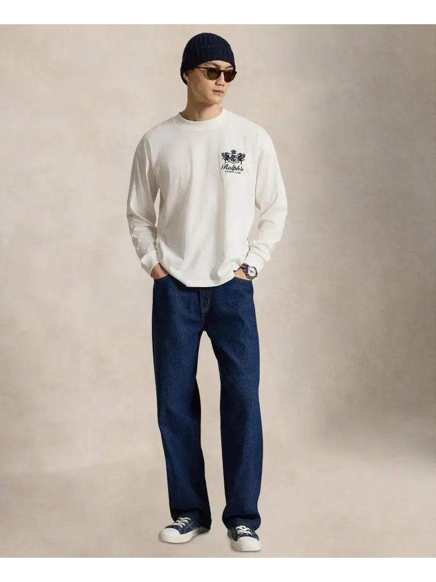 Футболка с длинным рукавом с вышивкой Polo Ralph Lauren — изображение 2 из 5, кремовый