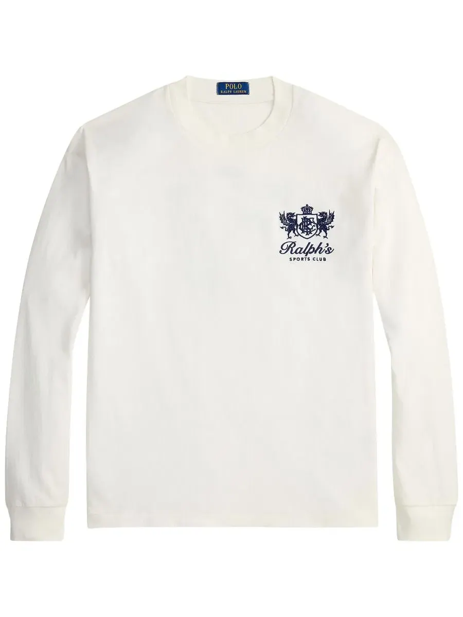 Футболка с длинным рукавом с вышивкой Polo Ralph Lauren — изображение 5 из 5, кремовый