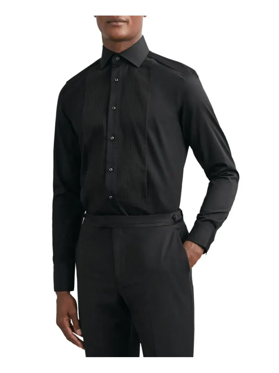 Мужская рубашка Marcel Slim Fit из хлопка REISS — изображение 1 из 4, черный