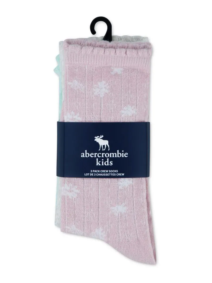 Комплект носков с цветочным принтом, 3 пары abercrombie kids — изображение 4 из 4, розовый