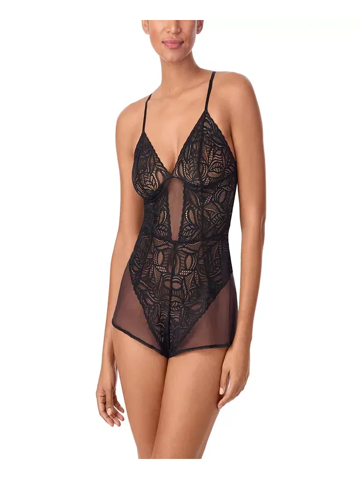 Женский комбинезон с кружевом и декоративным узором - DK7559 DKNY — изображение 1 из 4, черный