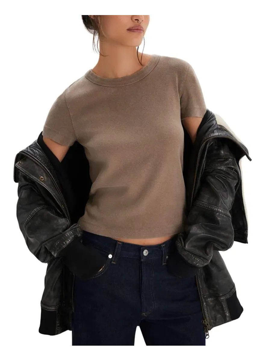 Футболка женская с коротким рукавом, модель Atlas Free People — изображение 2 из 4, шоколадный