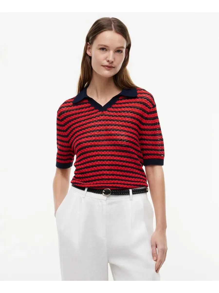 Свитер с воротником и V-вырезом Pointelle Tommy Hilfiger