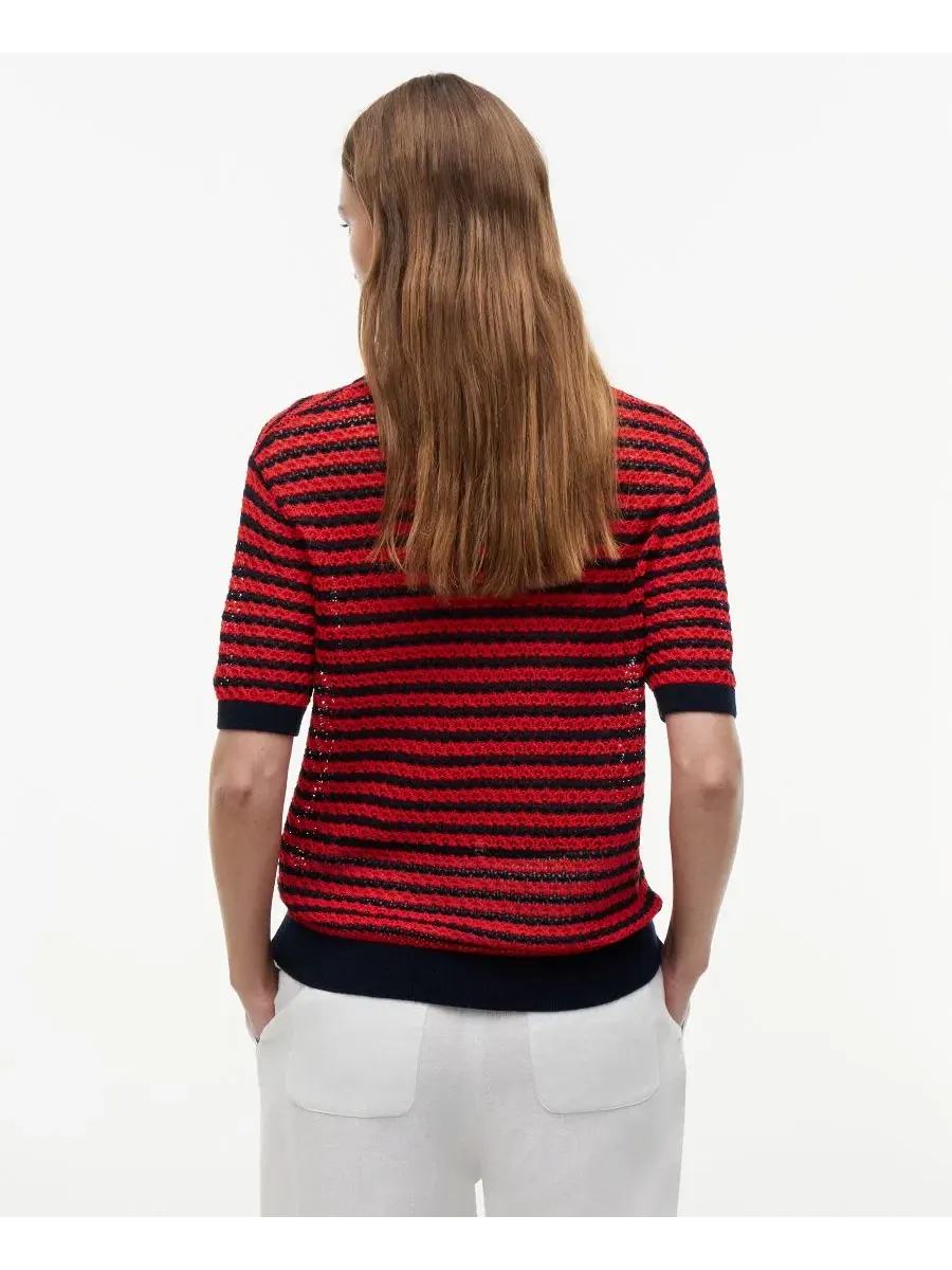 Свитер с воротником и V-вырезом Pointelle Tommy Hilfiger — изображение 4 из 7