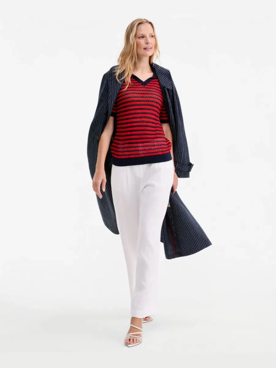 Свитер с воротником и V-вырезом Pointelle Tommy Hilfiger — изображение 5 из 7