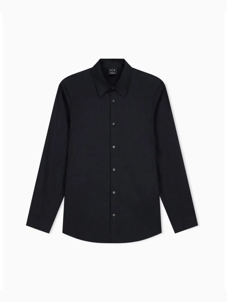 Мужская рубашка из хлопкового жаккарда с принтом, модель All Over Logo A|X Armani Exchange — изображение 1 из 3, черный