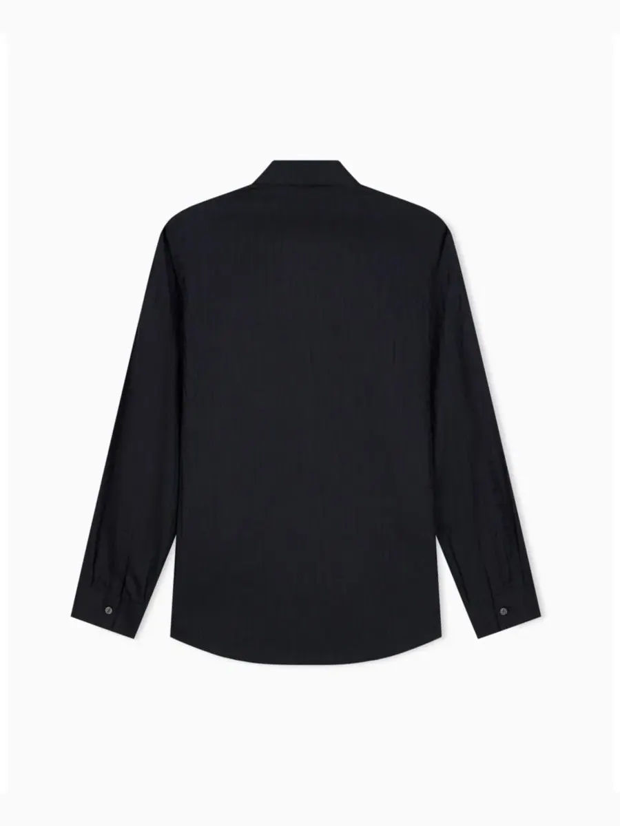 Мужская рубашка из хлопкового жаккарда с принтом, модель All Over Logo A|X Armani Exchange — изображение 2 из 3, черный